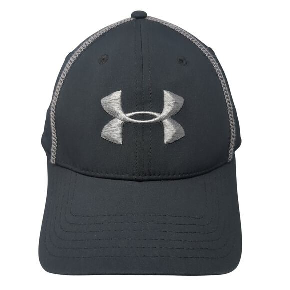 Under Armour Fitted Hat Black XL Embroidered Logo Spell Out 6 Panel - Picture 1 of 9